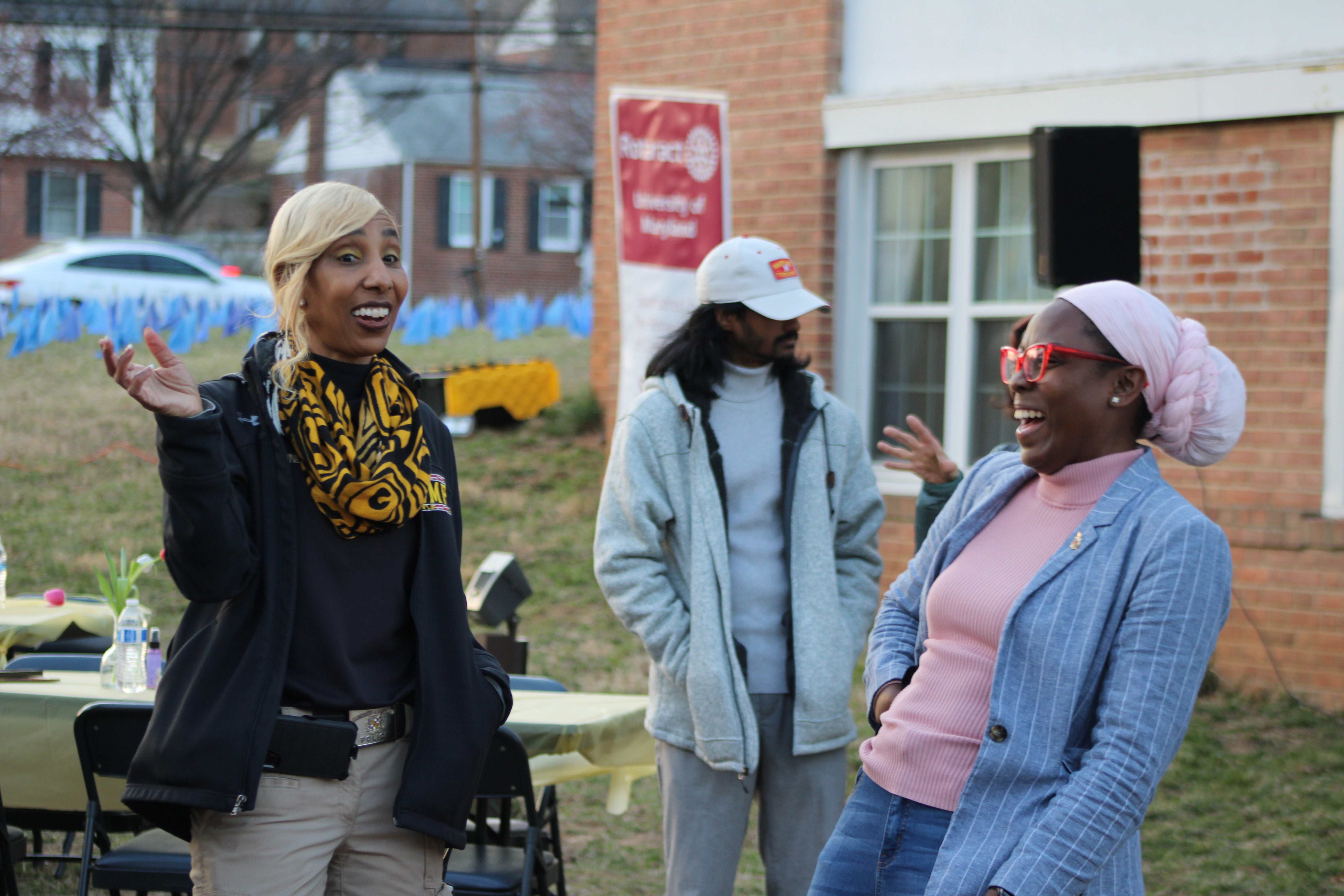 three people laughing